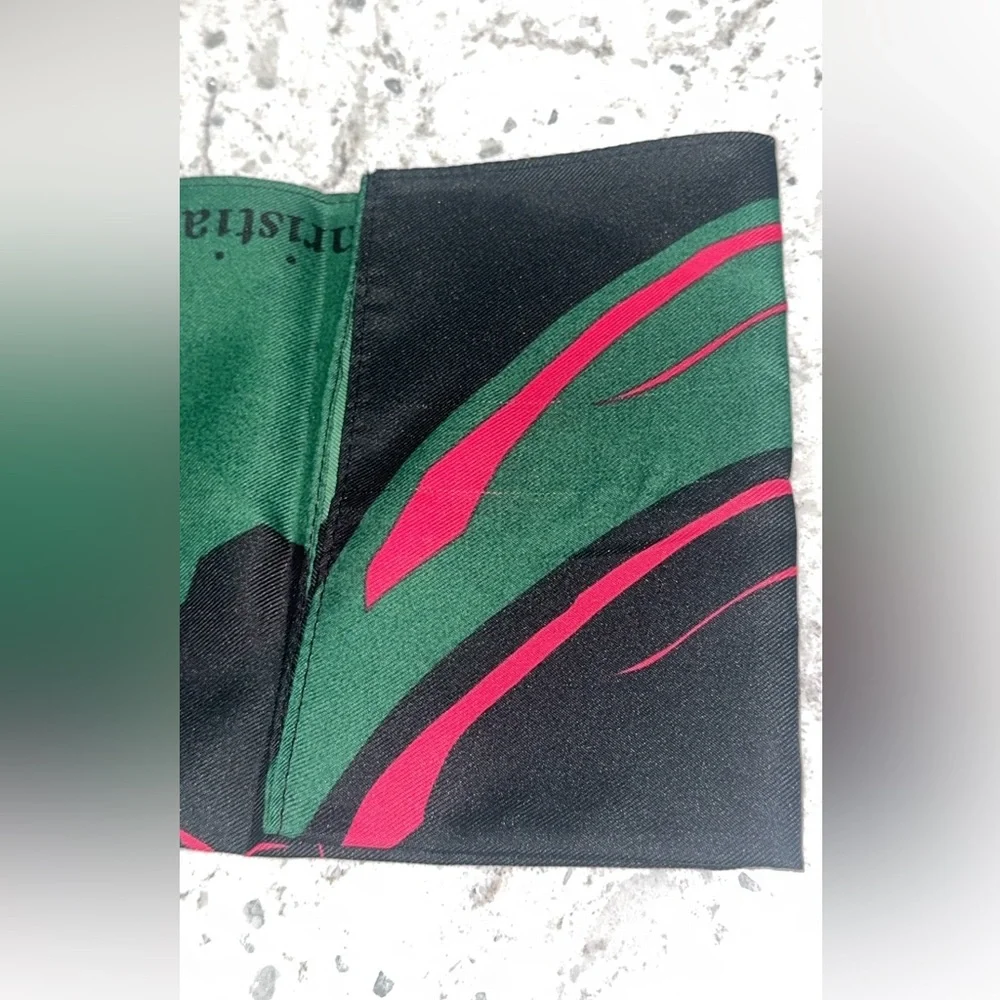 Christian Dior Vintage 1990s Poison Petite Silk Scarf Green Pink AUTHENTIC